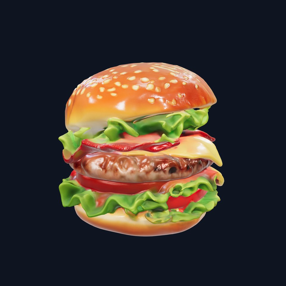 Delicious Cheeseburger with Toppings D Model Pack